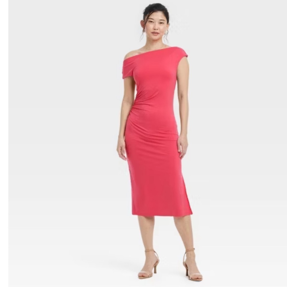a new day Vibrant Midi Dress in pink. Size M NWT